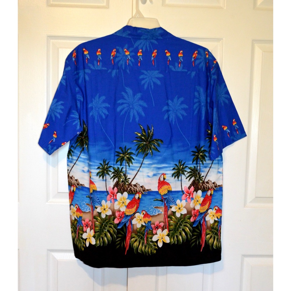 Vintage‎ Pacific Legend Hawaiian Shirt Blue Parrot Print XL EUC - Picture 3 of 16